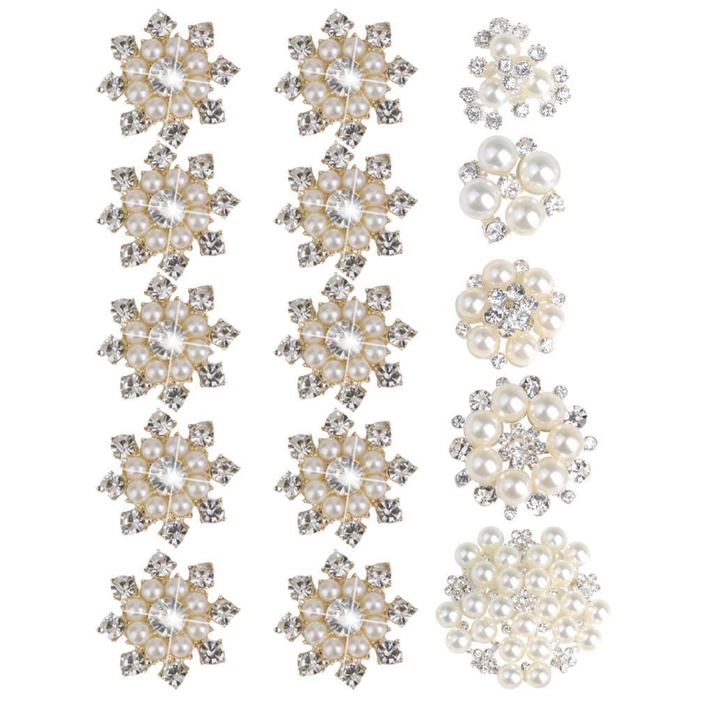 20Pcs Mixed Faux Pearl Flower Buttons for Craft Wedding Dress Embellishments