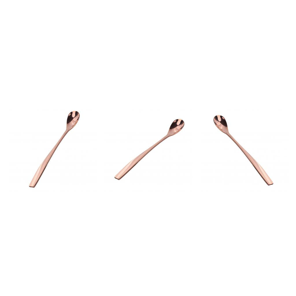 3pcs Stainless Steel Long Handle Spoon for Ice Cream Sundae Coffee Rose Gold