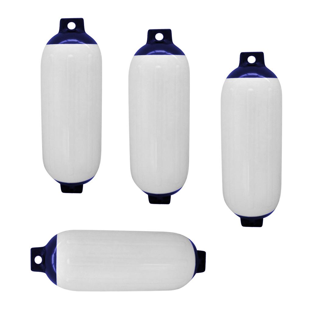 4pcs Marine Boat Fender Premium PVC Bumper Dock Shield Protection Blue White