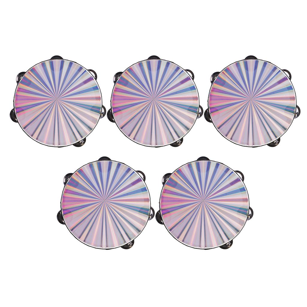 5 Pieces Double Row Jingle Radiant Tambourine Drum Band Accompaniment 8inch