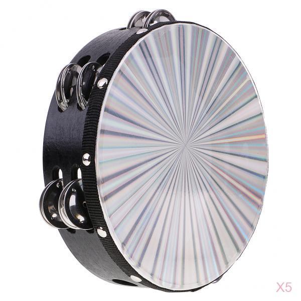 5 Pieces Double Row Jingle Radiant Tambourine Drum Band Accompaniment 8inch