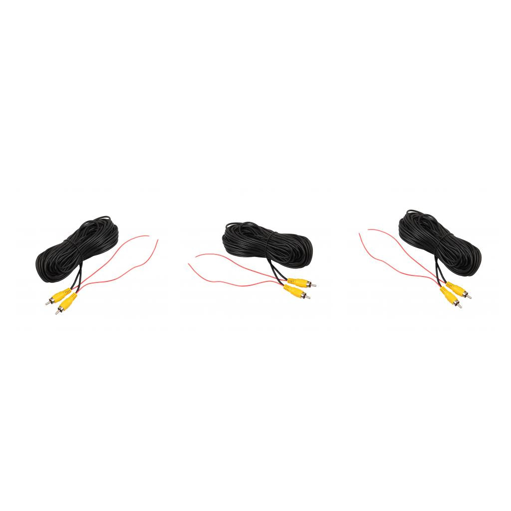 3Pieces Car RCA AV Rear View Backup Camera Video Cable Cord With Red Trigger