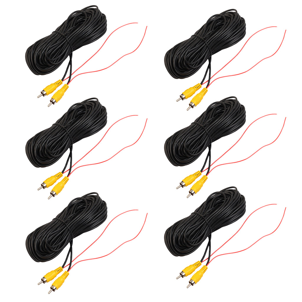 6Pieces Car RCA AV Rear View Backup Camera Video Cable Cord with Red Trigger
