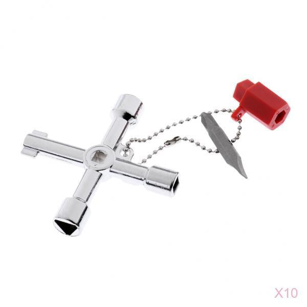 10Piece 5 in 1 Zinc Cross Switch Key Wrench Square Triangle Screwdriver Tool