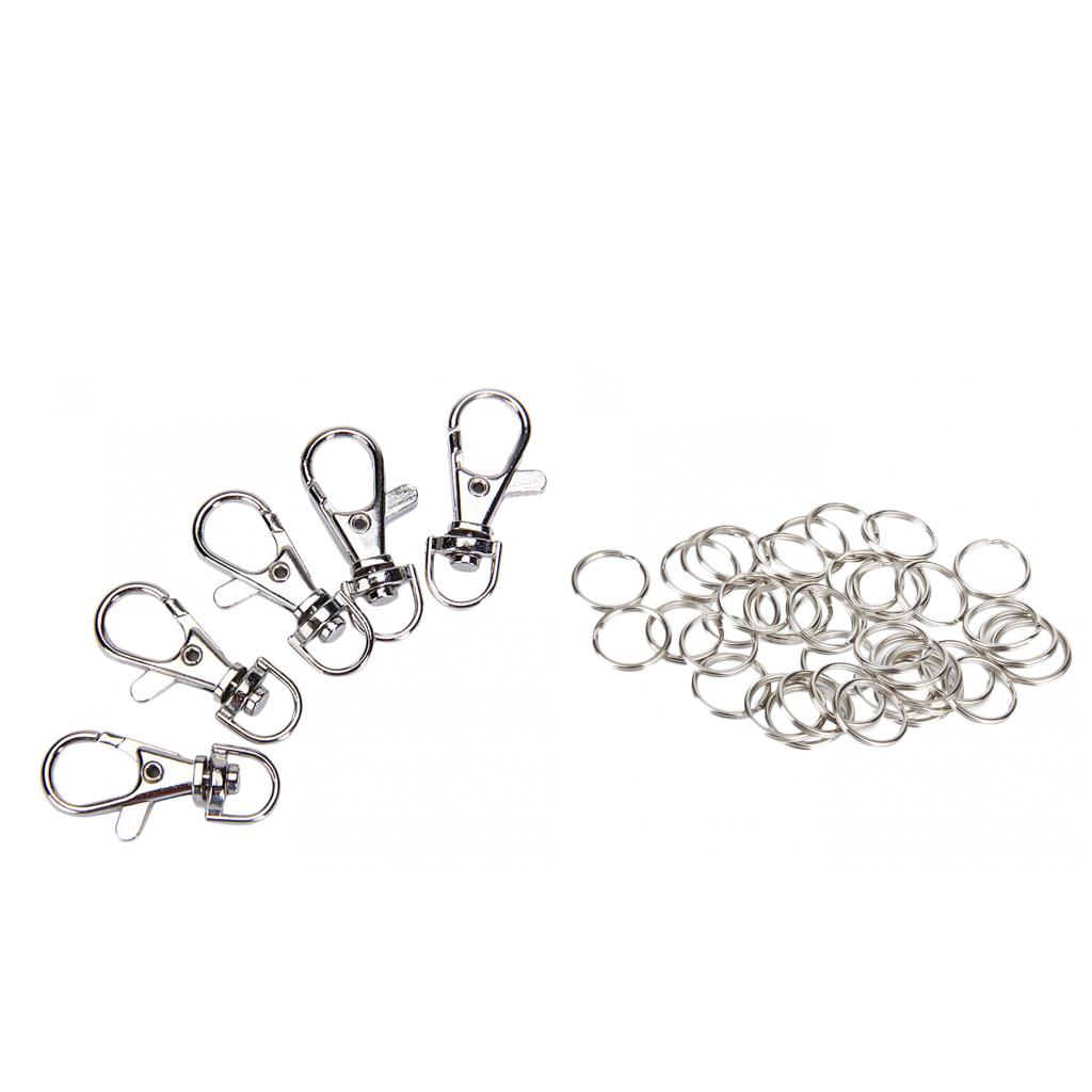 100 Pair Metal Swivel Clasps Key Ring Hook Clip Key Rings Findings
