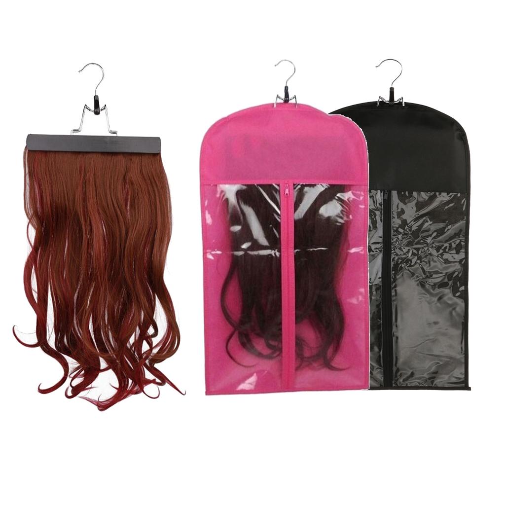 2 Pieces Dustproof Hair Wig Stand Storage Bag Holder Case Protector + Hanger
