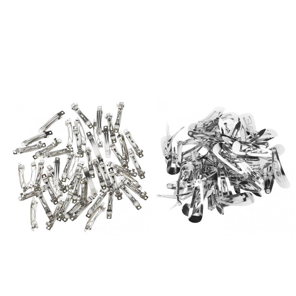 100 Pieces Drop Snap Hair Clips French Barrette DIY Hair Accessories