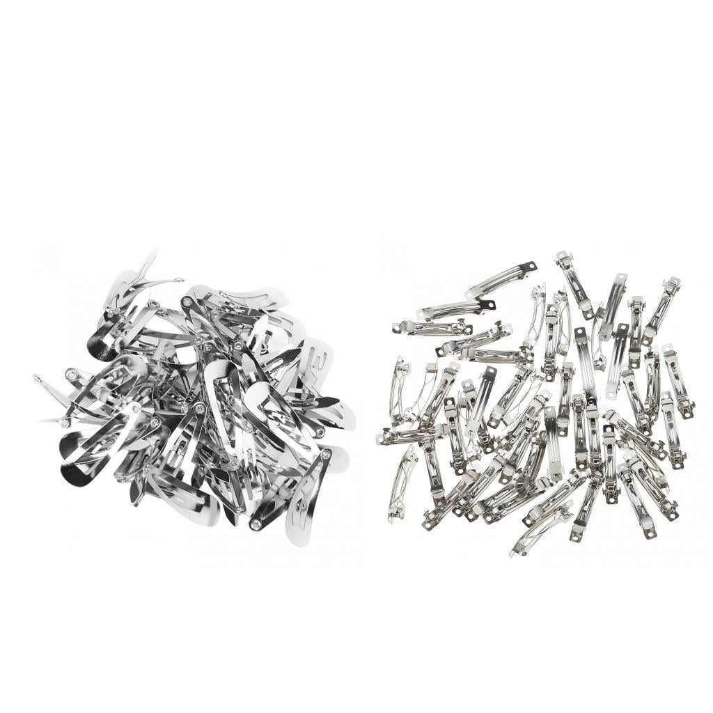 100 Pieces Drop Snap Hair Clips French Barrette DIY Hair Accessories