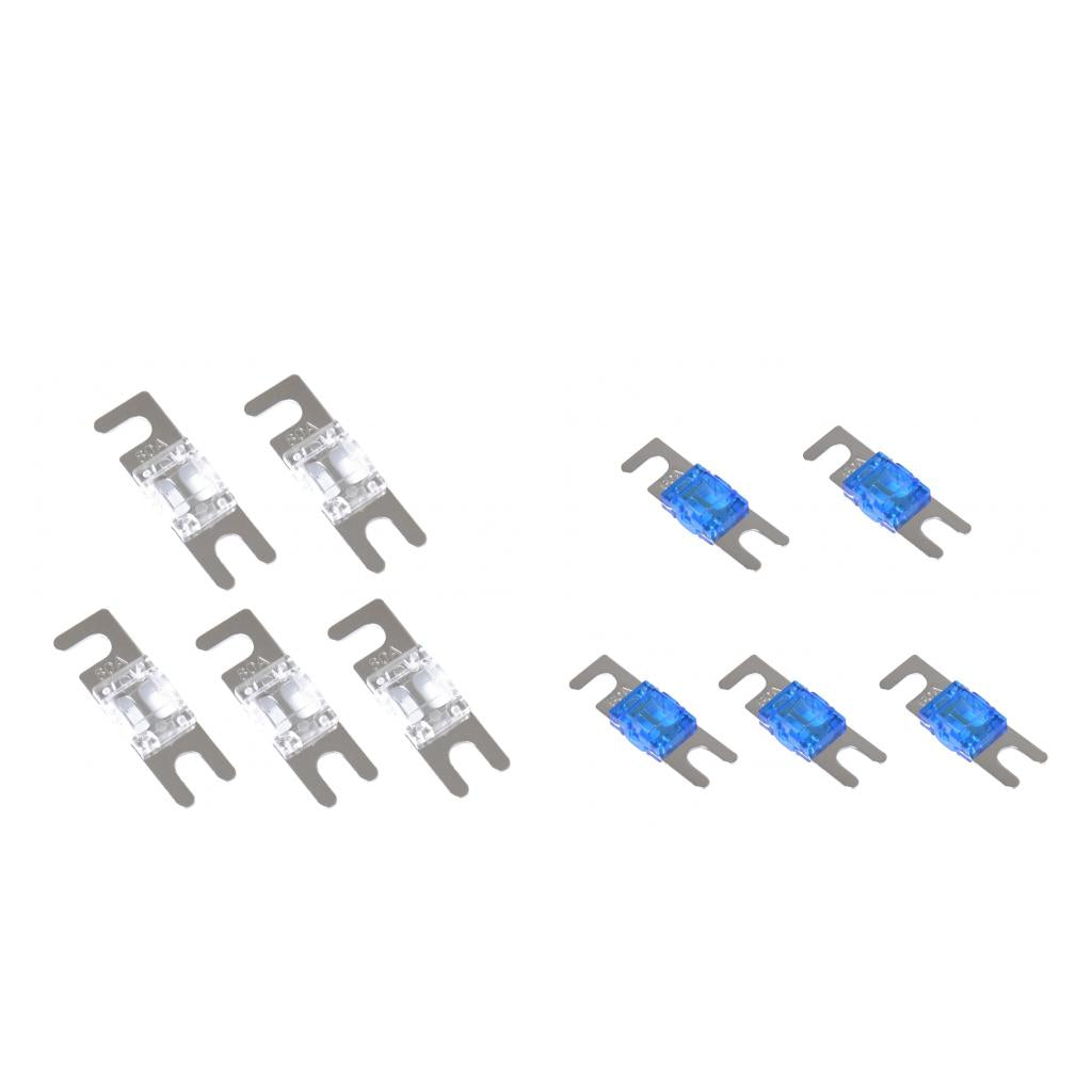 10 Pieces 80A+60A Mini ANL Bolt Fork Fuse Kit Car Audio Circuit Breaker