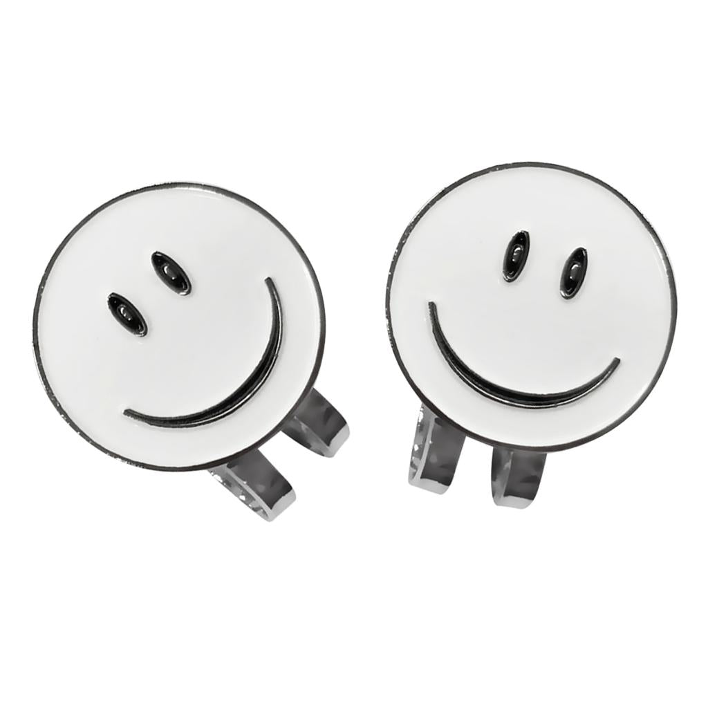 2 Pieces White Smile Face Golf Ball Marker with Magnetic Hat Clip Golf Gift