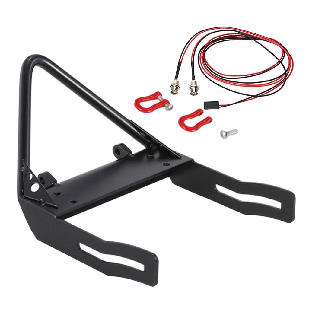 1:10 Front Bumper Bull Bar with 2 LED Headlights for 1/10 Axial RC4WD RC Car