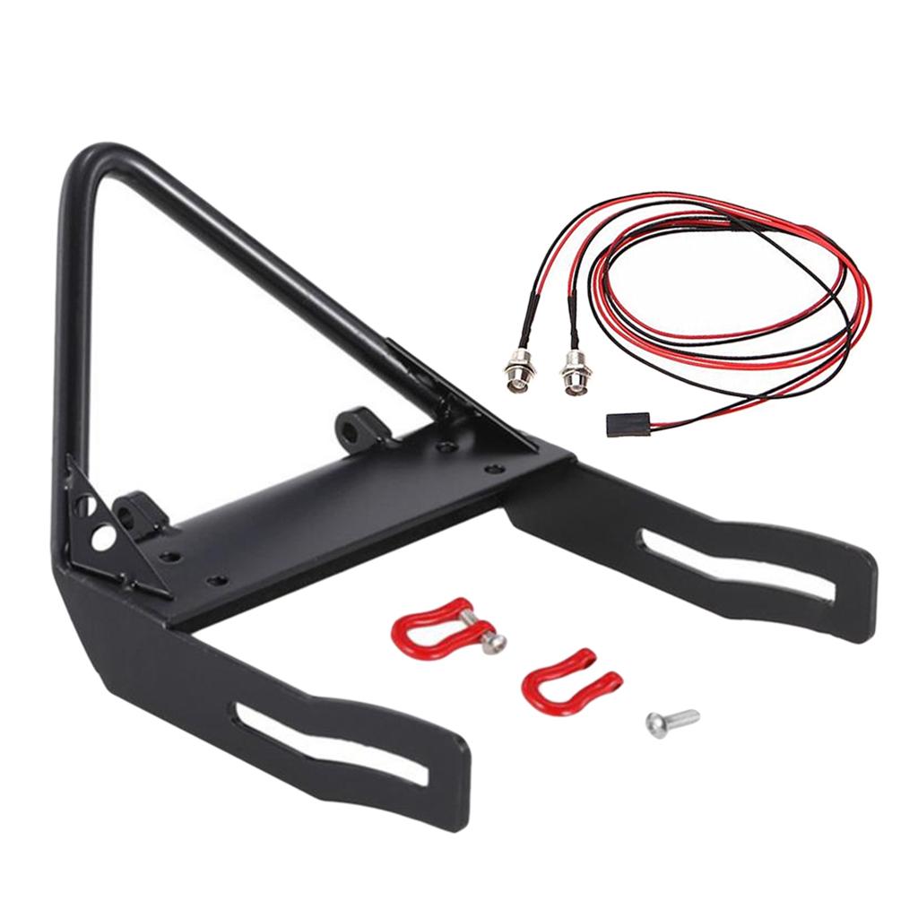 1:10 Front Bumper Bull Bar with 2 LED Headlights for 1/10 Axial RC4WD RC Car