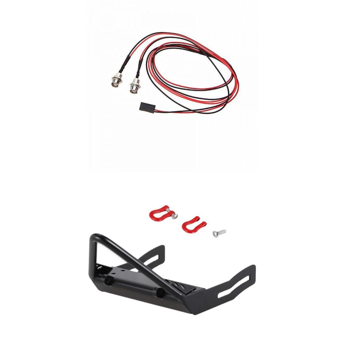 1:10 Front Bumper Bull Bar with 2 LED Headlights for 1/10 Axial RC4WD RC Car