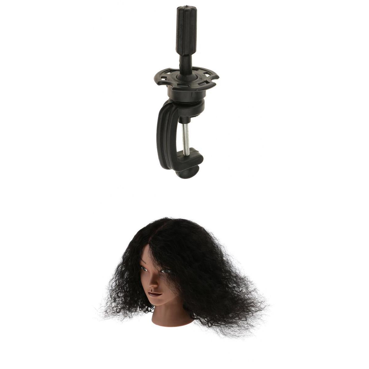 Cosmetology Silicone Human Hair Practice Training Mannequin Head with Clamp
