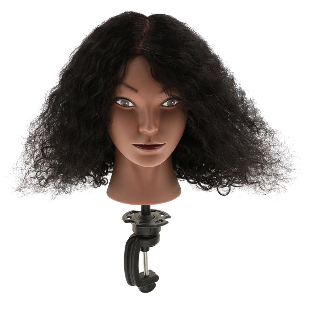 Cosmetology Silicone Human Hair Practice Training Mannequin Head with Clamp