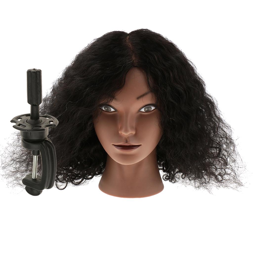 Cosmetology Silicone Human Hair Practice Training Mannequin Head with Clamp
