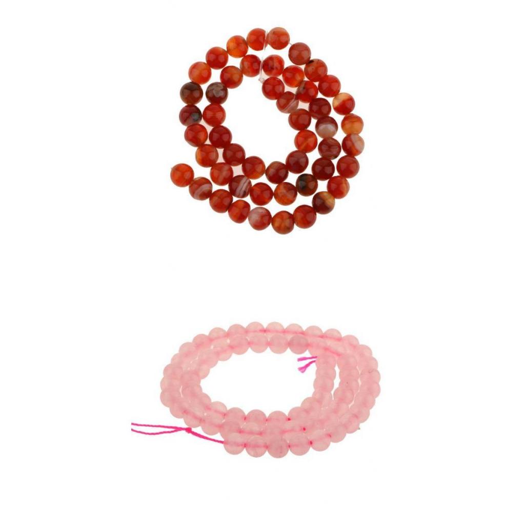 2Pcs Strand Fire Round Agate Gemstone Rose Quartz Round Gemstone Loose Beads