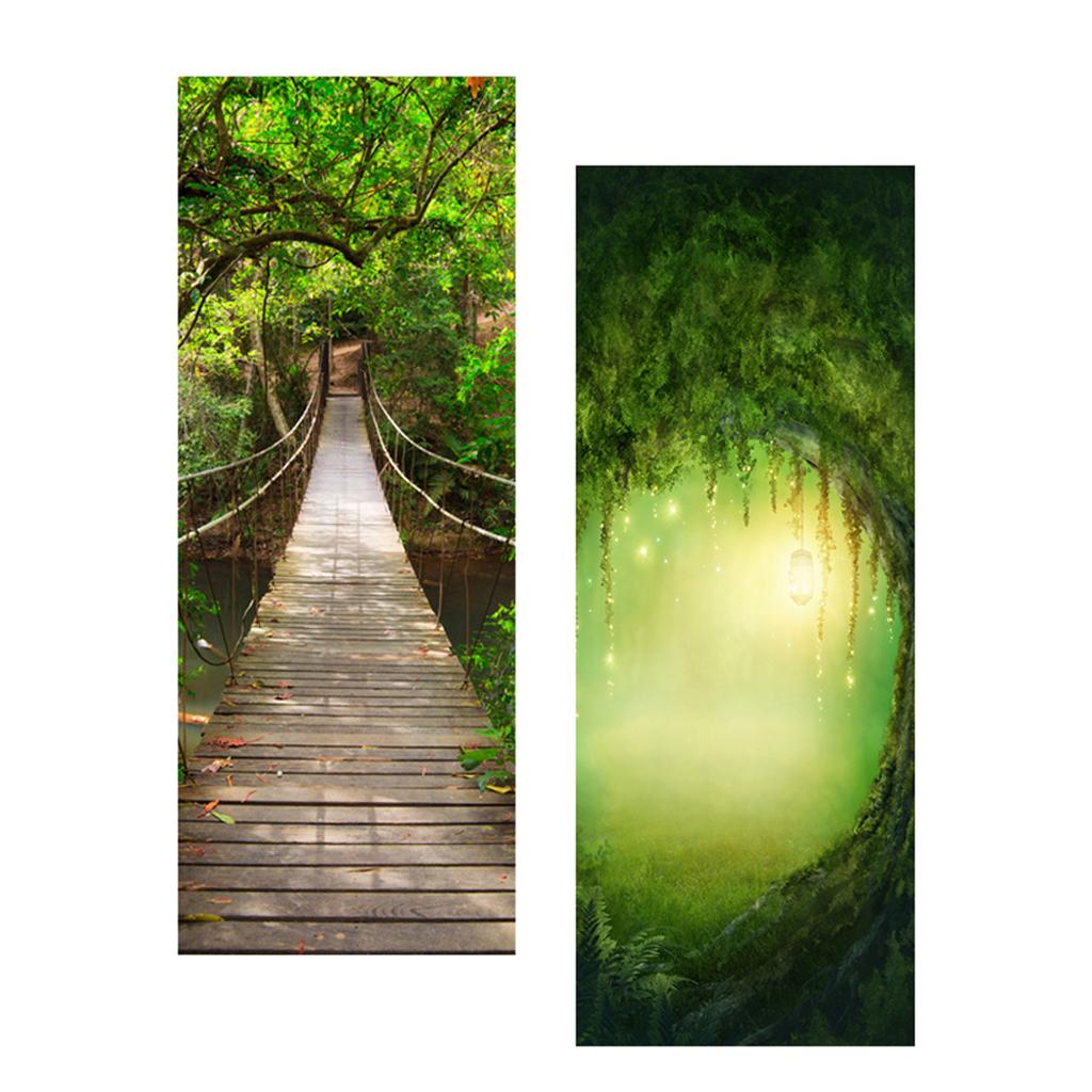 2 Sets Waterproof Door Stickers,3D Self Adhesive Wall Decal Removable Mural