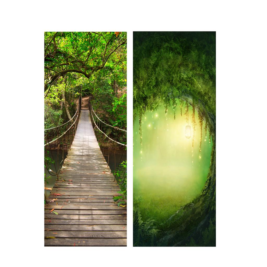 2 Sets Waterproof Door Stickers,3D Self Adhesive Wall Decal Removable Mural