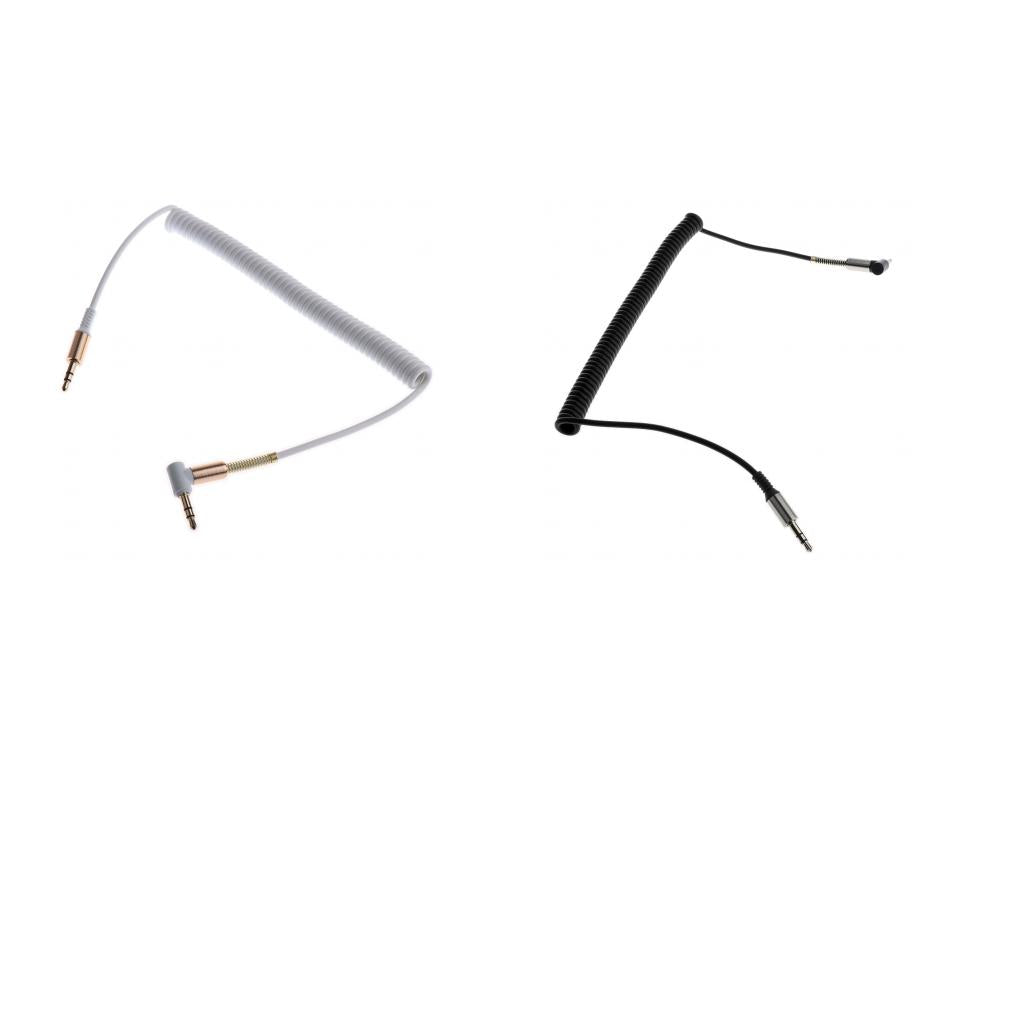 2 Piece 3.5mm Auxiliary Audio Male to Male Cable 90 Degree Right Angle Line