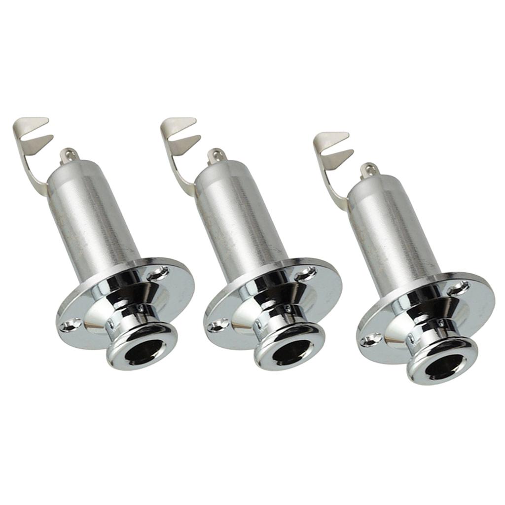 3PCS Brass 1/4 Strap End Pin Output Input Jack for Guitar Bass silver"