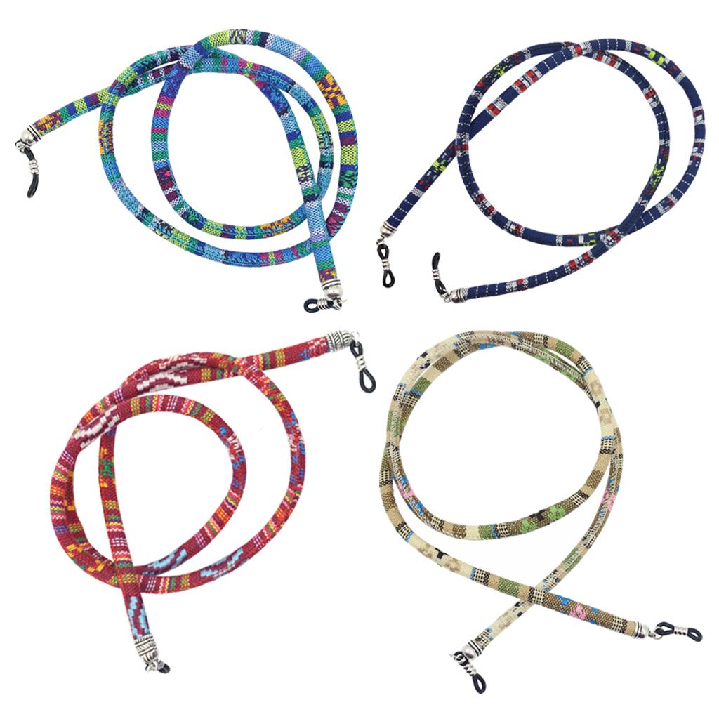 4Pcs Ethnic Coarse Cotton Eyeglasses Rope Sunglasses Holder Chain Retainer