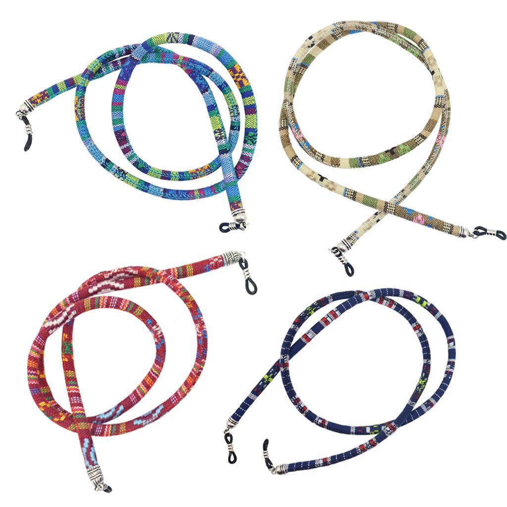 4Pcs Ethnic Coarse Cotton Eyeglasses Rope Sunglasses Holder Chain Retainer