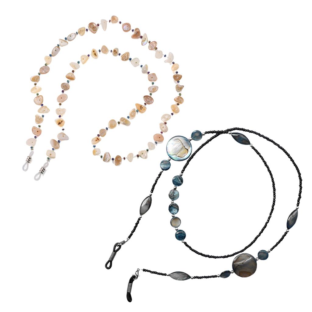 2Pcs Beaded Eyeglasses Lanyard Rope Chain Beads Cords Strap Holder Retainer