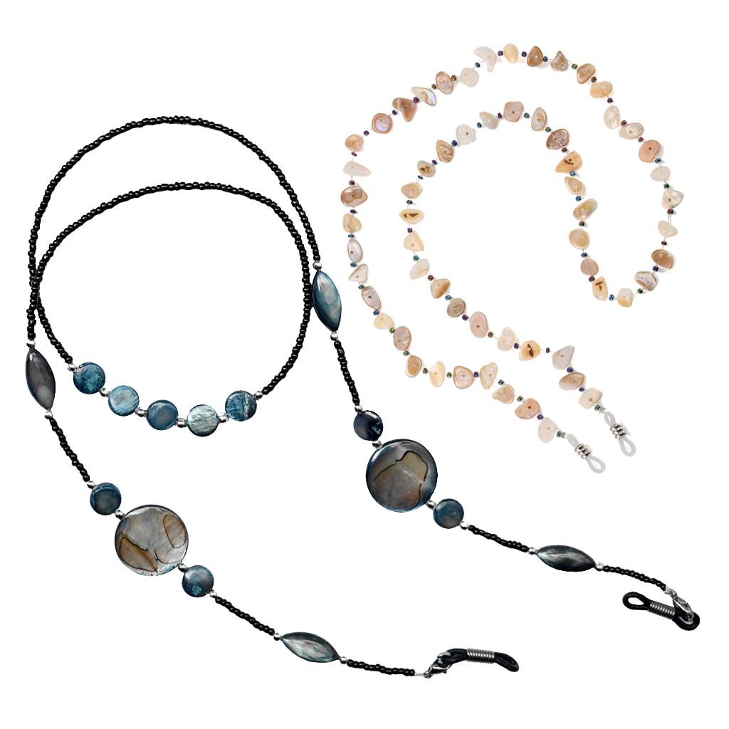 2Pcs Beaded Eyeglasses Lanyard Rope Chain Beads Cords Strap Holder Retainer