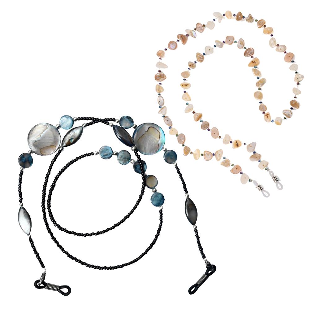 2Pcs Beaded Eyeglasses Lanyard Rope Chain Beads Cords Strap Holder Retainer