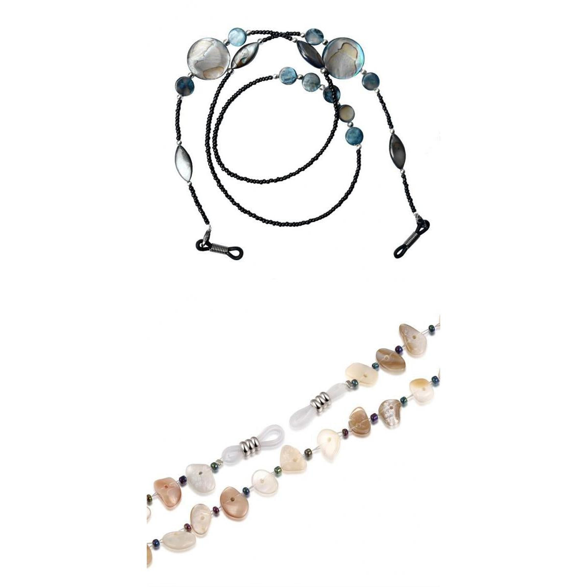 2Pcs Beaded Eyeglasses Lanyard Rope Chain Beads Cords Strap Holder Retainer
