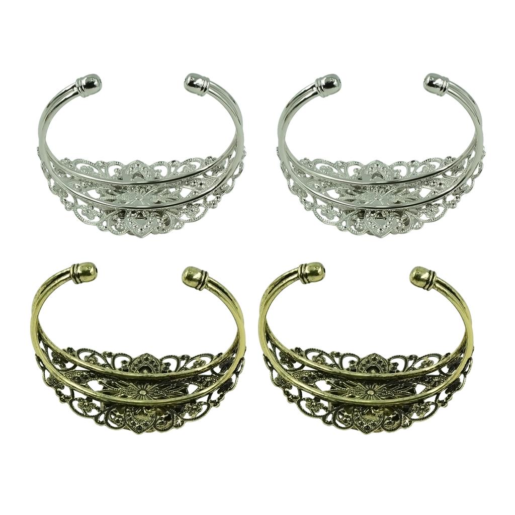 4Pcs Antique Blank Round Cabochon Bezel Setting DIY Bracelet Bangle 25mm
