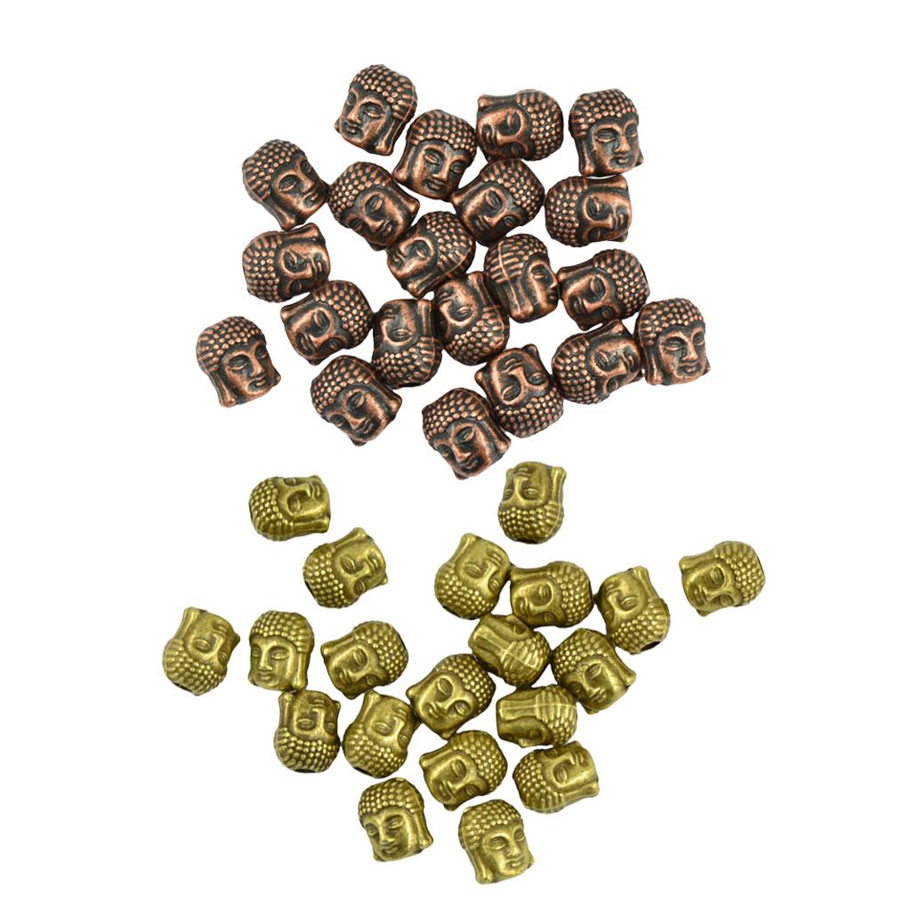 40Pcs 3D Buddha Head Alloy Spacer Beads DIY Jewelry Making Handmade Crafts