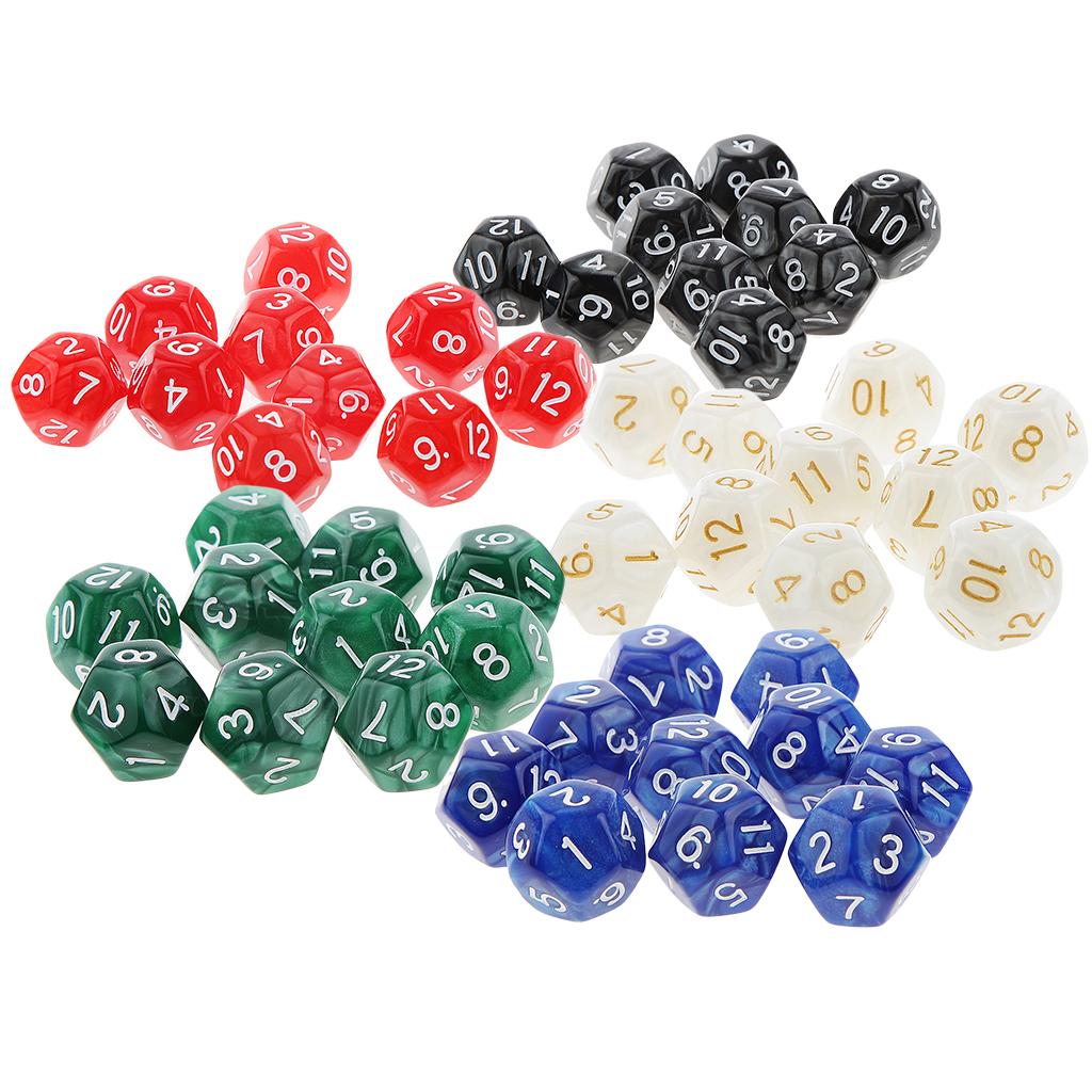 50 Pieces Polyhedral Dice D12 Dice Set for D&D RPG Accessories
