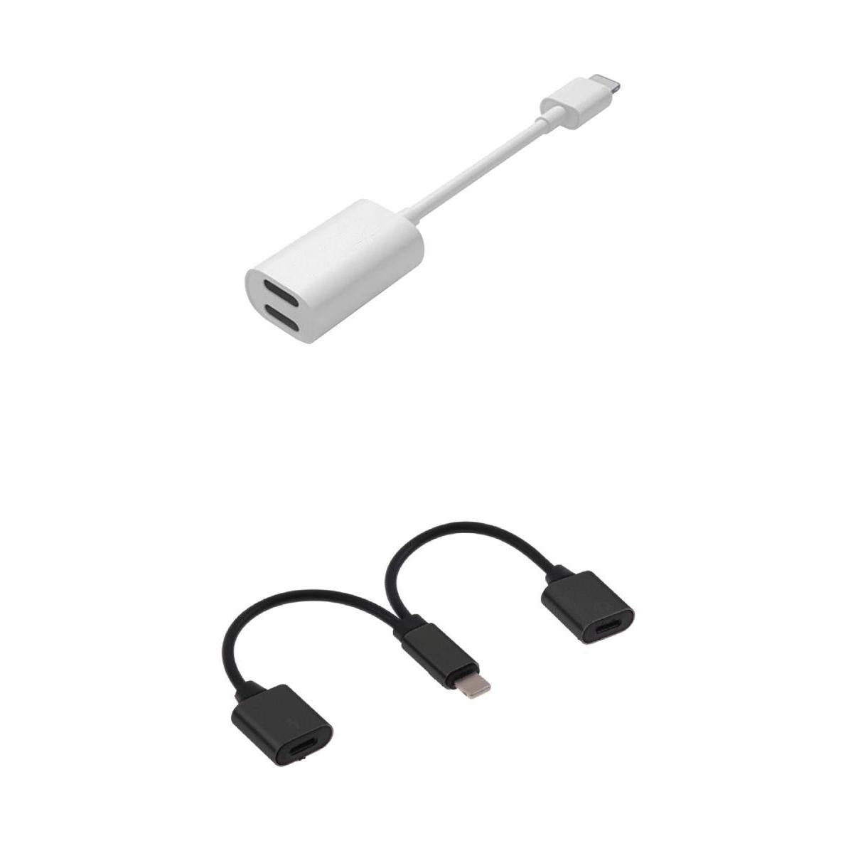 2Pieces Splitter Adapter Dual Audio and Charge Cable for iPhone 7 8 Plus