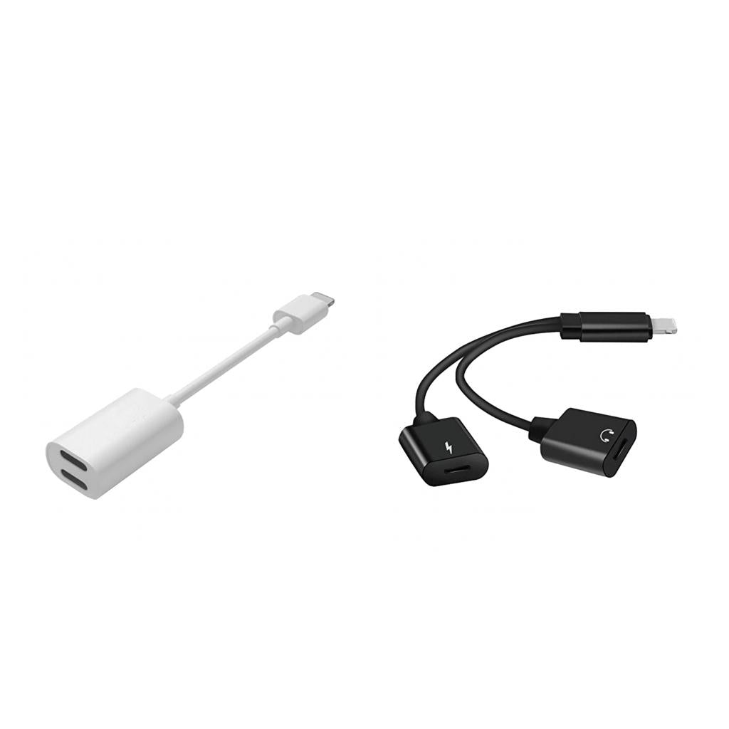 2Pieces Splitter Adapter Dual Audio and Charge Cable for iPhone 7 8 Plus
