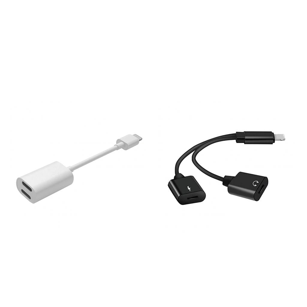 2Pieces Splitter Adapter Dual Audio and Charge Cable for iPhone 7 8 Plus