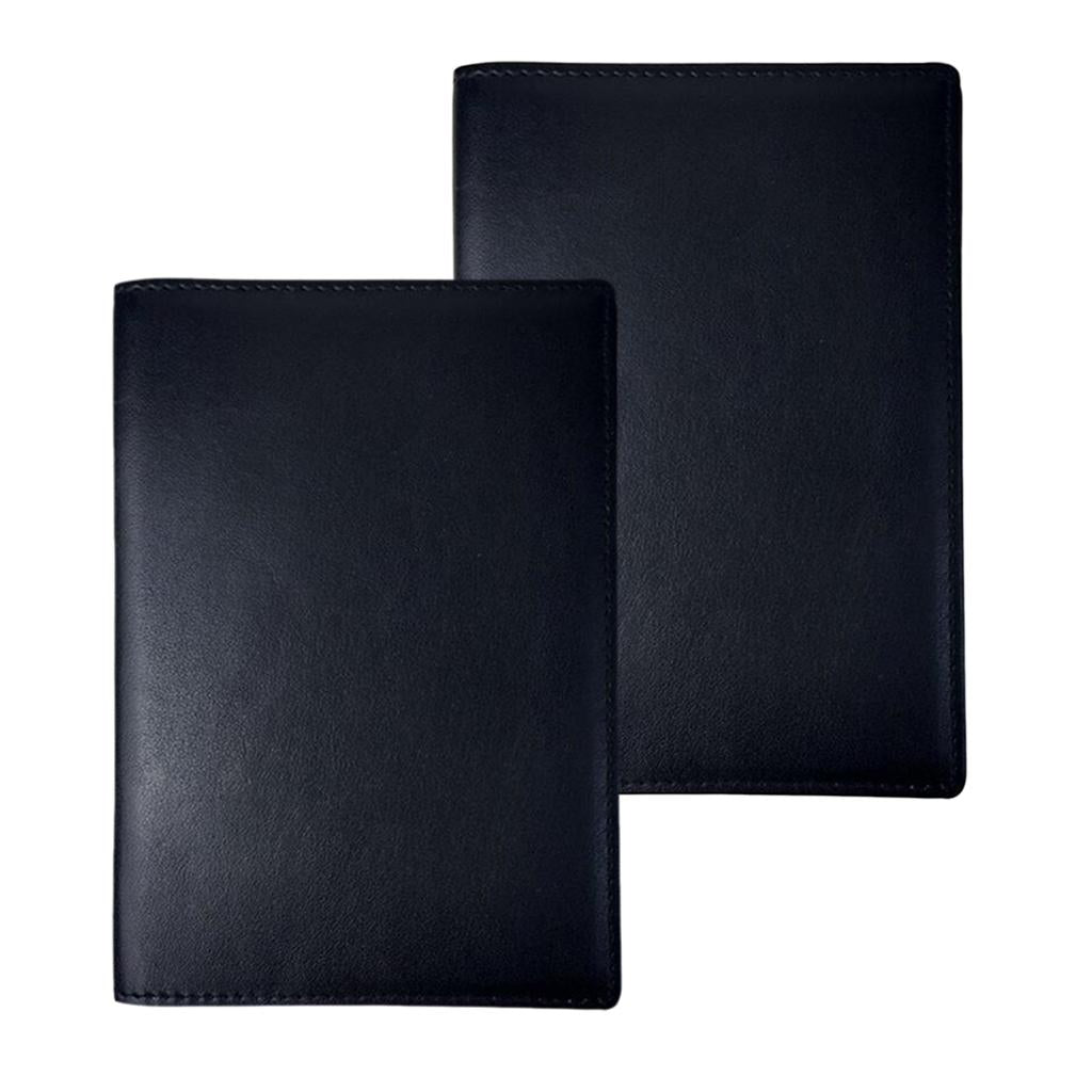 2PCS Genuine Leather Passport Holder RFID Blocking Travel Wallet Cover Case