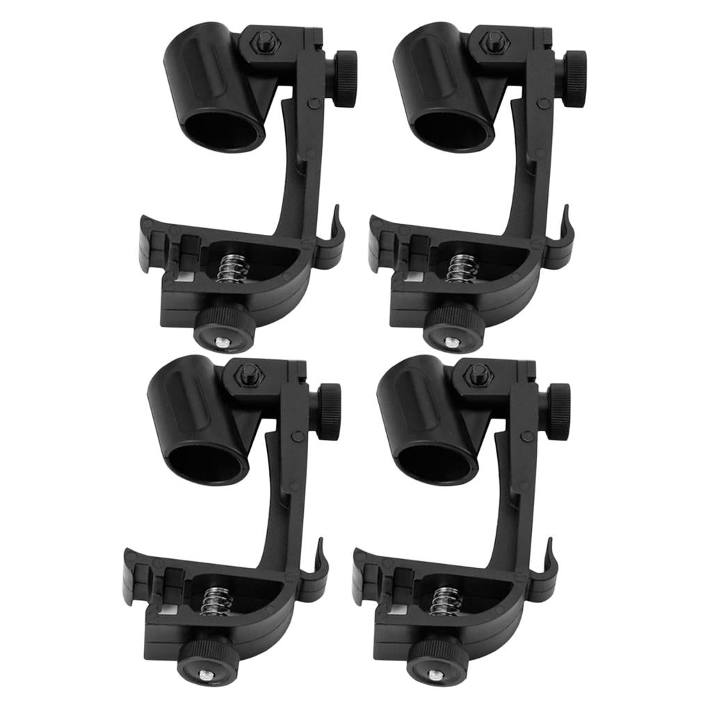 4Pcs Anti Shake Adjustable Height Clip-on Drum Mount Microphone Clamp Holder
