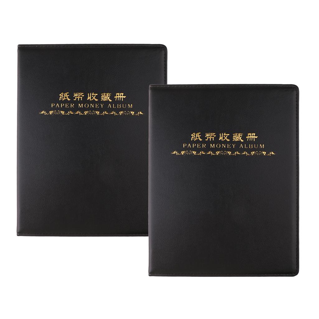 2PCS Home Decor Leather Paper money album 10 sheets Collection Books Black