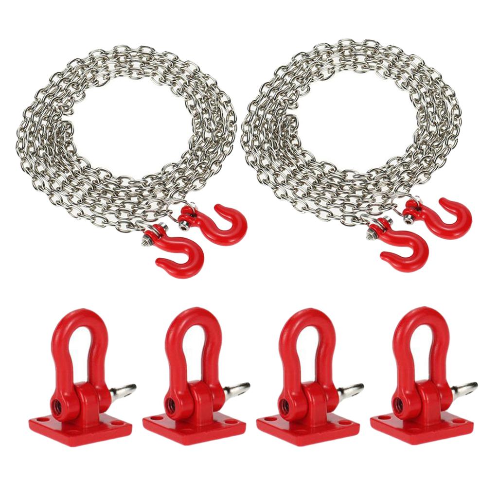 6PCS RC Rock Crawler 1:10 Tow Hook w/ Tow Chain for Axial SCX10
