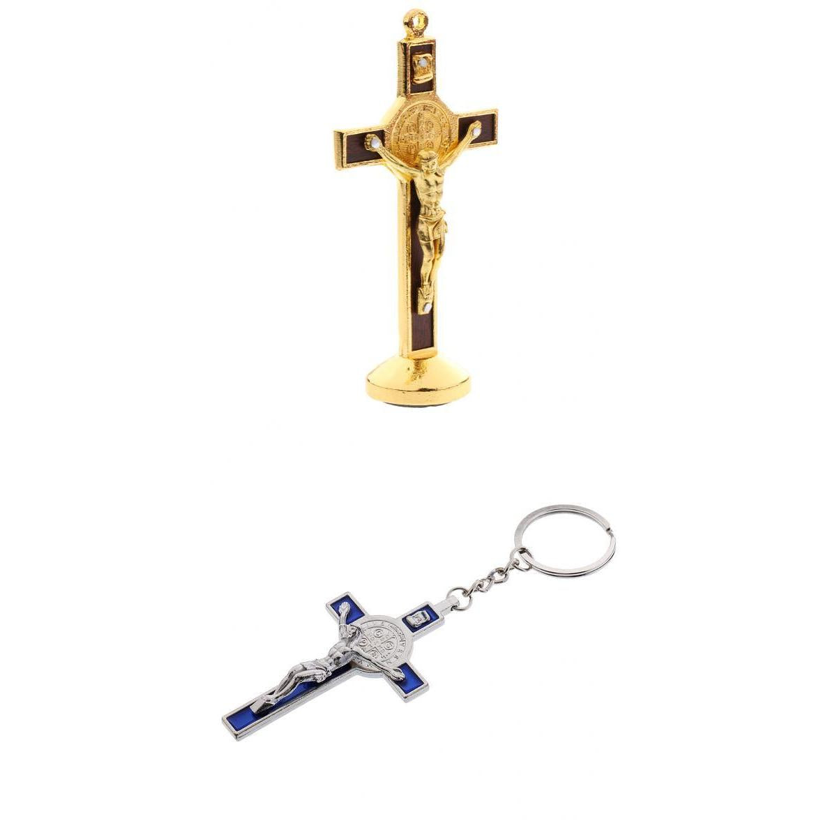 2PCS Crucifix Jesus Christ Cross Statues Figurine for Car Home Chapel Decor