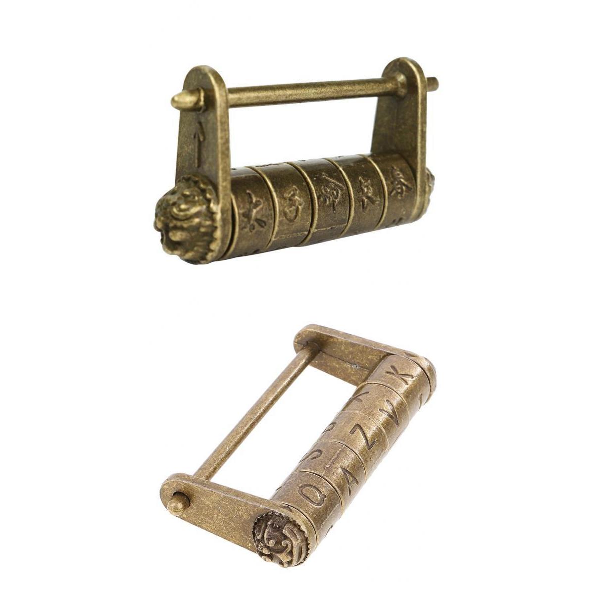 2PCS Vintage Password Padlock Jewelry Box Lock Furniture Hardware Lock