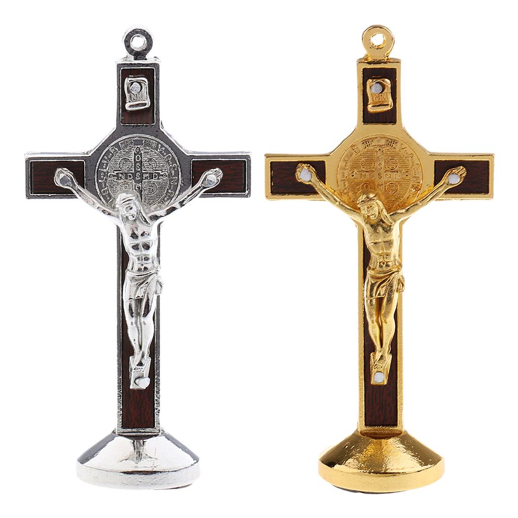 2PCS Crucifix Jesus Christ Cross Statue Figurine for Car Home Chapel Decor