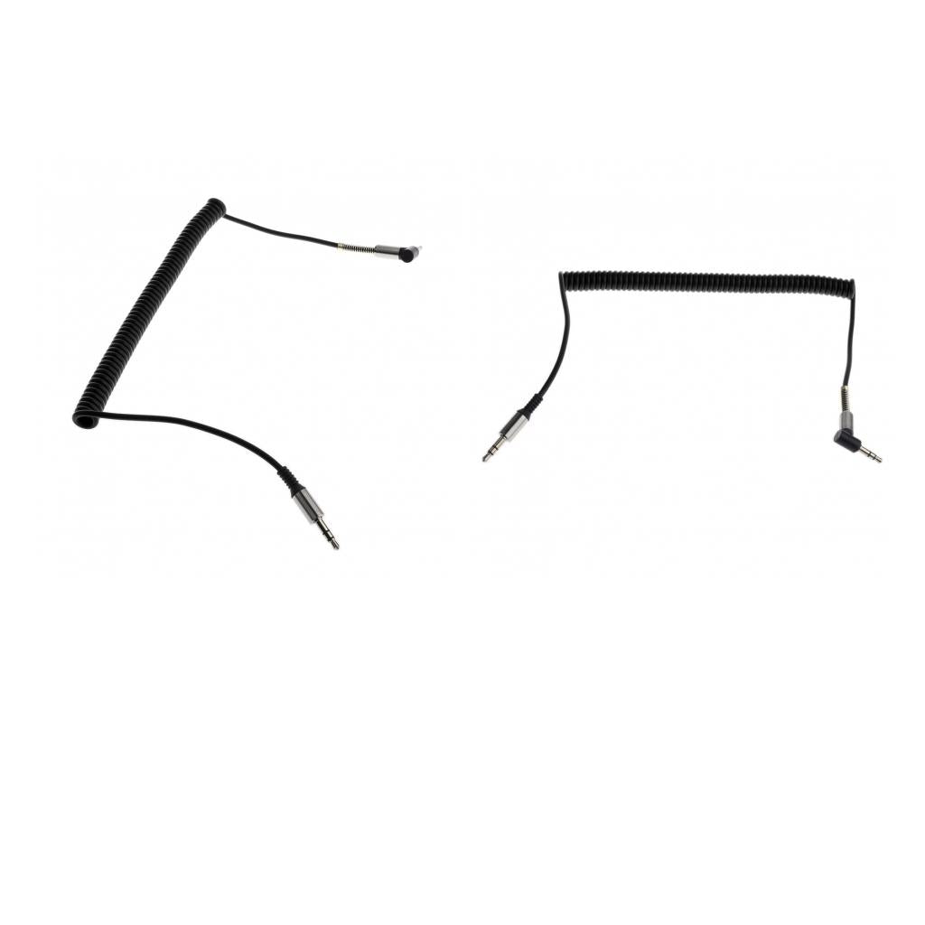 2X 3.5mm Auxiliary Audio Male to Male Cable 90 Degree Right Angle Line Black
