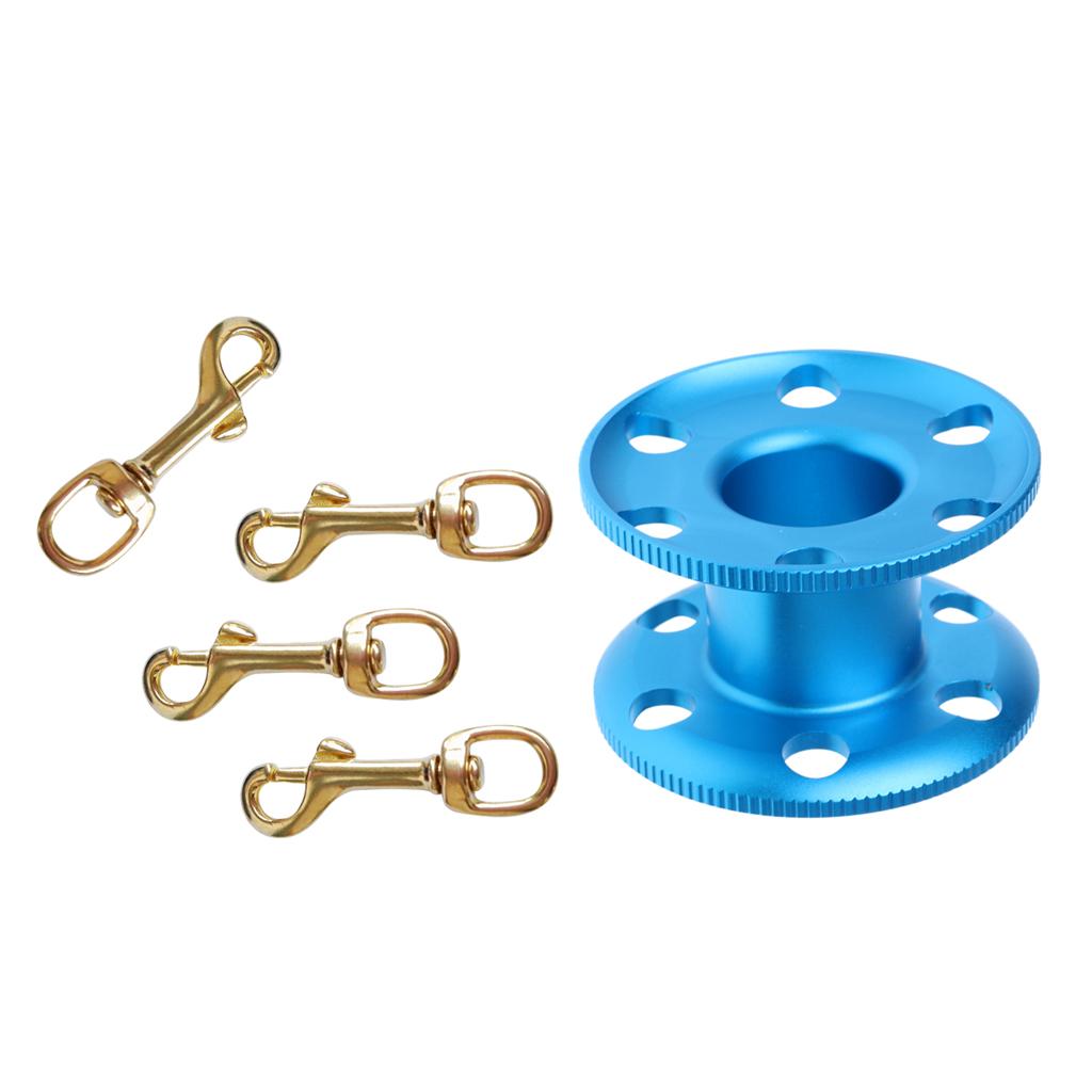 Aluminum Alloy Scuba Diving Diver Finger Spool Reel with 4 Swivel Bolt Snap