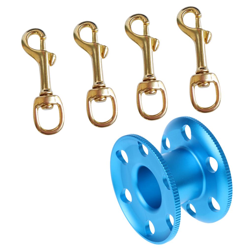 Aluminum Alloy Scuba Diving Diver Finger Spool Reel with 4 Swivel Bolt Snap