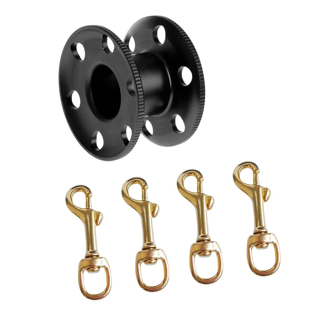 Aluminum Alloy Scuba Diving Finger Reel Guide Line Spool with 4 Bolt Snap