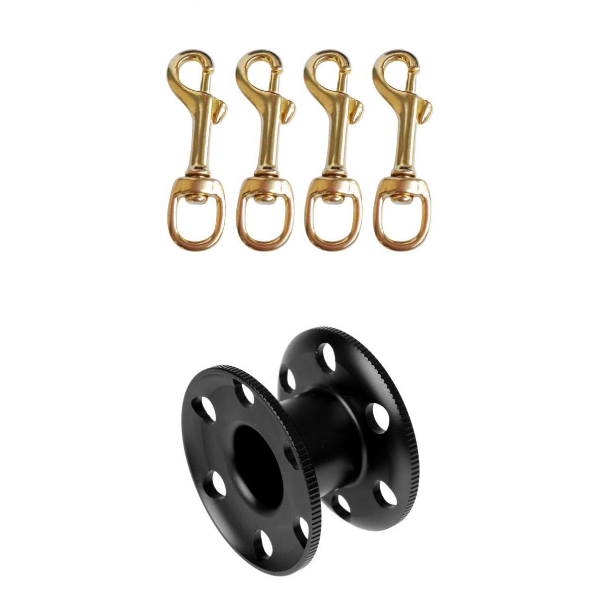 Aluminum Alloy Scuba Diving Finger Reel Guide Line Spool with 4 Bolt Snap