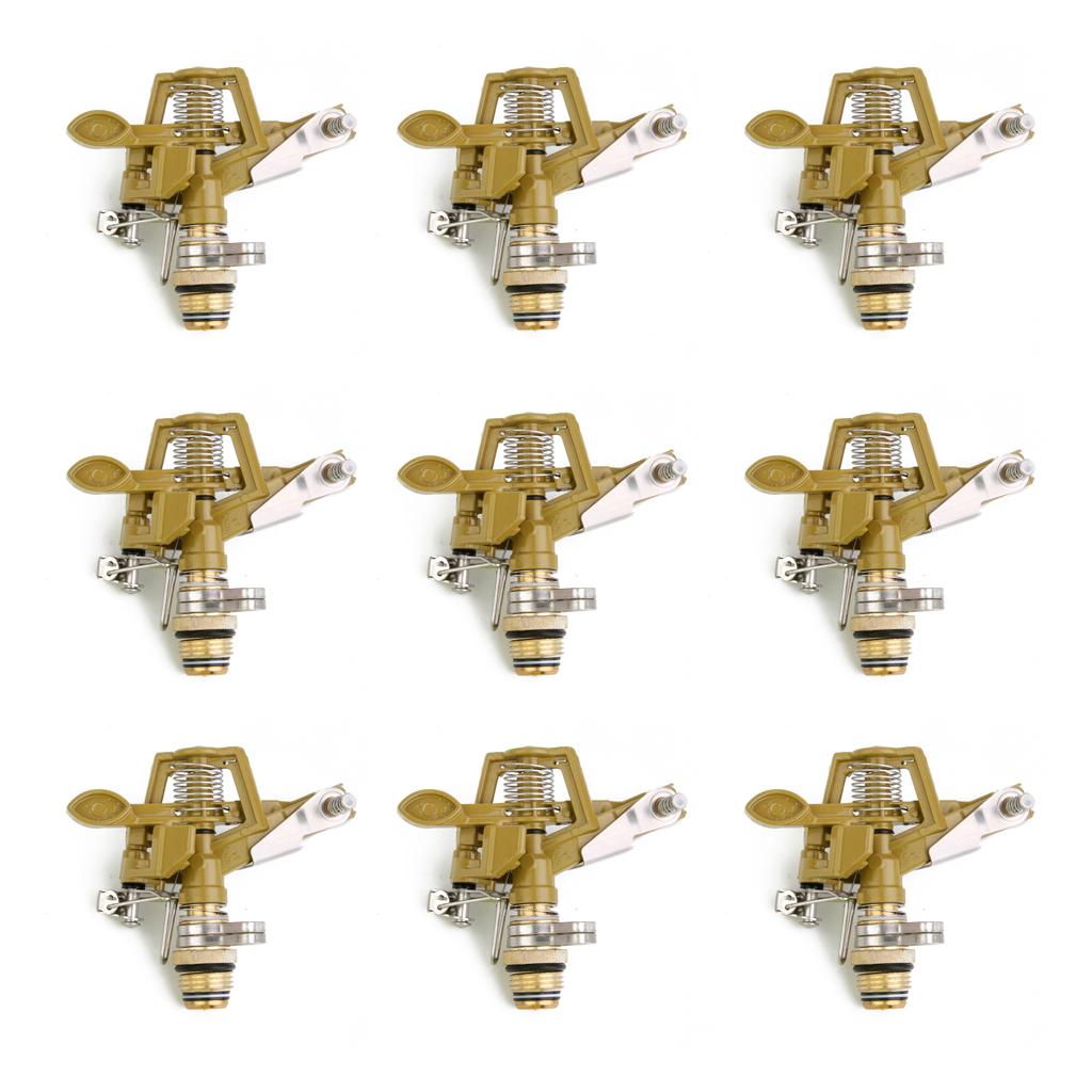 9x Zinc Alloy Impact Sprinkler Garden Lawn Watering Irrigation Spray Head